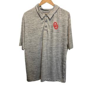 Oklahoma Sooners Polo Shirt L Gray Heather‎ Performance Golf NCAA Logo College
